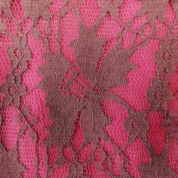 SOLD Bebe Maxi Floral Lace Overlay Skirt Burgundy Silk Ribbon Trim Raisonette - Picture 3 of 10